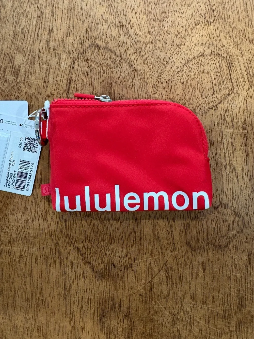 LULULEMON Clippable Card Pouch Lululemon Red / White NWT